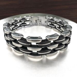 Mens Stainless Steel Motorcycle Chain Bracelet Black Silver Wide Goth Industrial